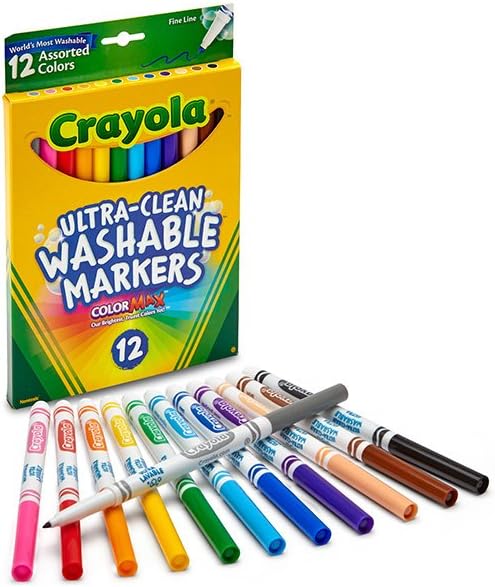 Crayola - 12 ct. Ultra-Clean Washable Assorted, Fine Line, ColorMax Markers