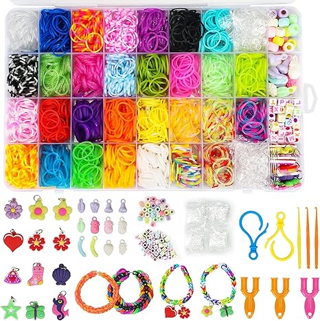 2500+ Loom Bands Kit, Necomi 30 Colors Loom Rubber Bands for DIY Refill Bracelet Making Craft Kits, Loom Twist Bands with More Accessories in Storage Case for Party, X-mas Birthday Gift for Kids
